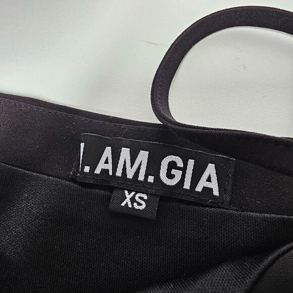 I.AM.GIA Women's Asymmetric Crop Top One Shoulder Strap Side Zip Black XS - Picture 6 of 11